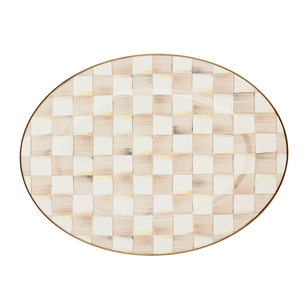 Mocha Check Medium Oval Platter | MacKenzie-Childs