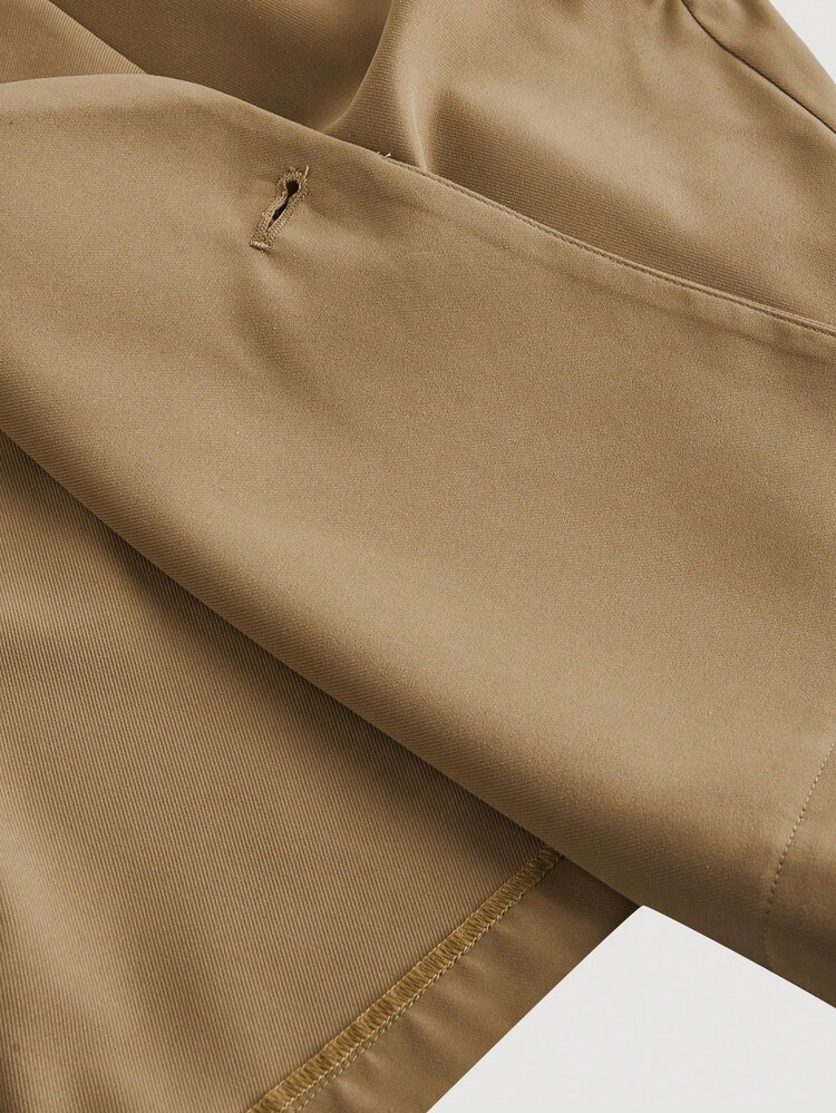 SHEIN MOD Khaki Collared Belted Long Trench Coat, Retro Jacket, Winter Coat, Holiday Wear | SHEIN