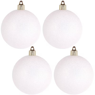 Christmas by Krebs 4ct Snowball White Shatterproof Christmas Ball Ornaments 4" (100mm) | Target