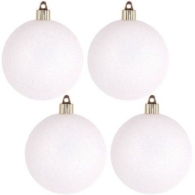 Christmas by Krebs 4ct Snowball White Shatterproof Christmas Ball Ornaments 4" (100mm) | Target