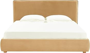 SAFAVIEH Couture Collection Callahan Light Brown/Walnut Velvet King Size Bed | Amazon (US)