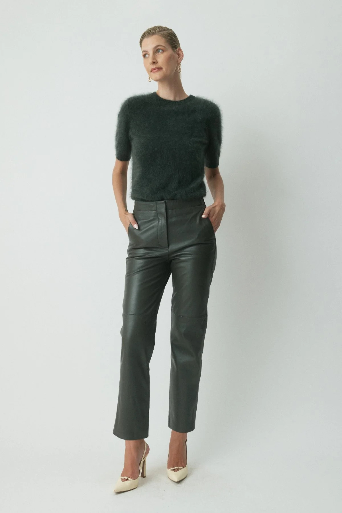 Ellis Cashmere Top - Dark Olive | Perri Cutten