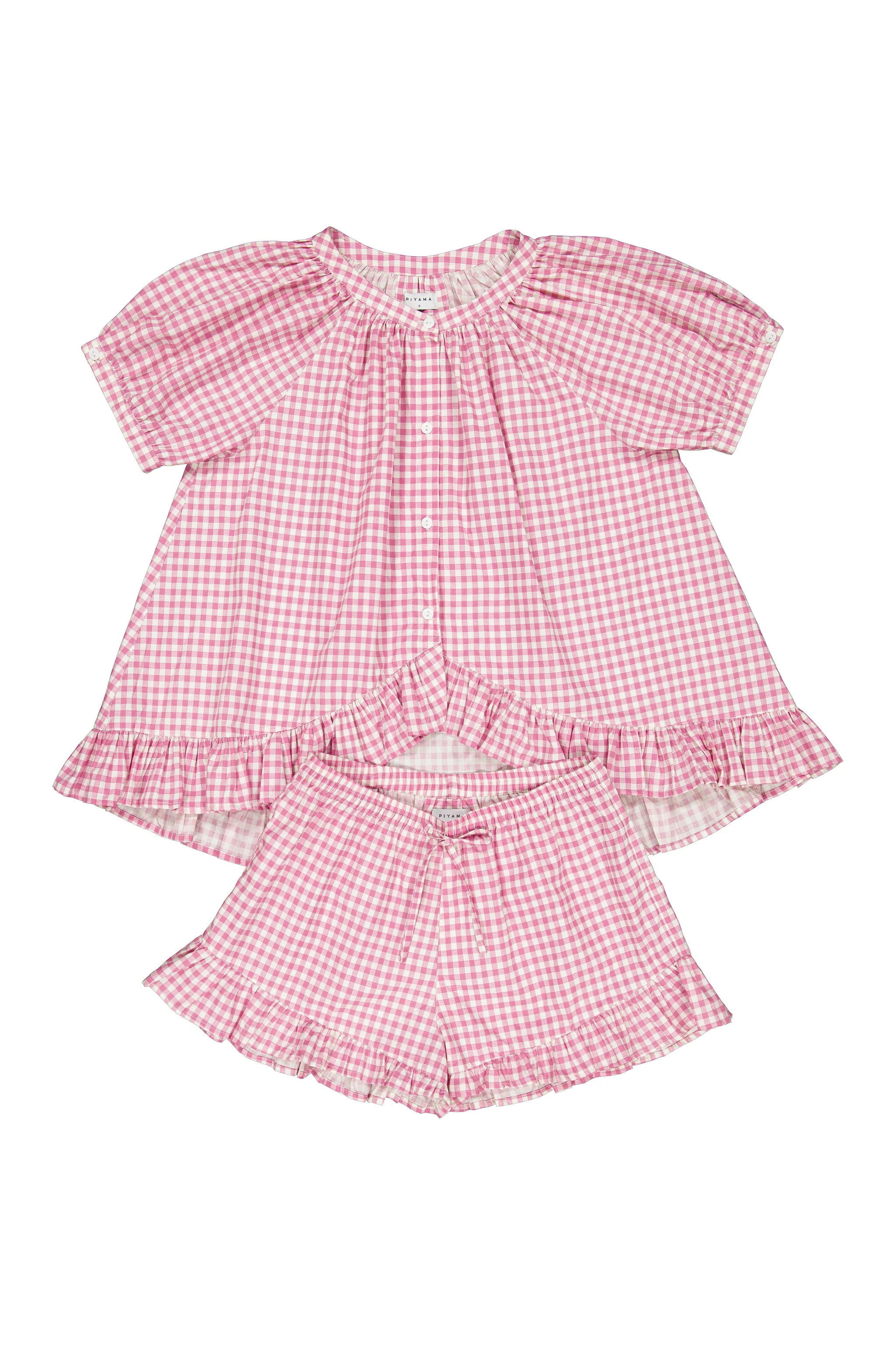 Sophie Sleep Set - Cotton - Gingham Berry | Piyama US