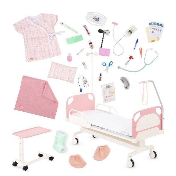 Our Generation Adjustable Hospital Bed & Doctor Set for 18" Dolls - Get Well Bed | Target