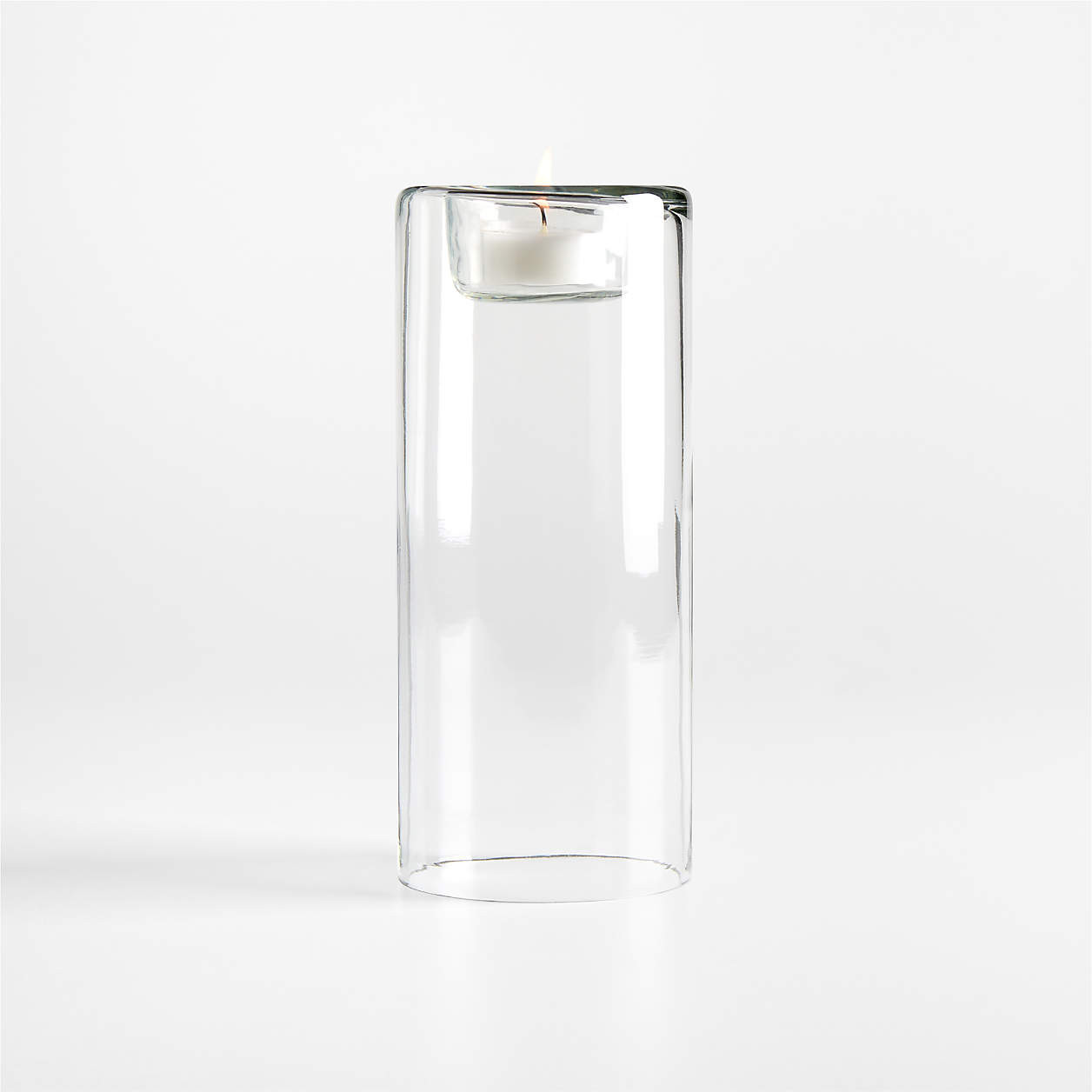 Roche Medium Clear Glass Tealight Candle Holder 5.5" + Reviews | Crate & Barrel | Crate & Barrel