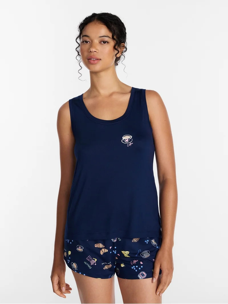 Joyspun Women's Tank Top and Shorts Pajama Set, 2-Piece, Sizes XS-3X | Walmart (US)
