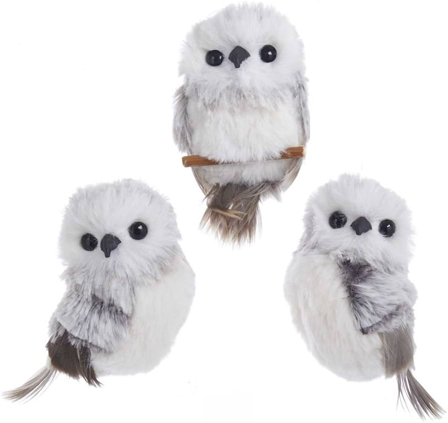 Kurt Adler 3.9in Gray W/White Fur Owl Ornament 3/A for Christmas | Amazon (US)