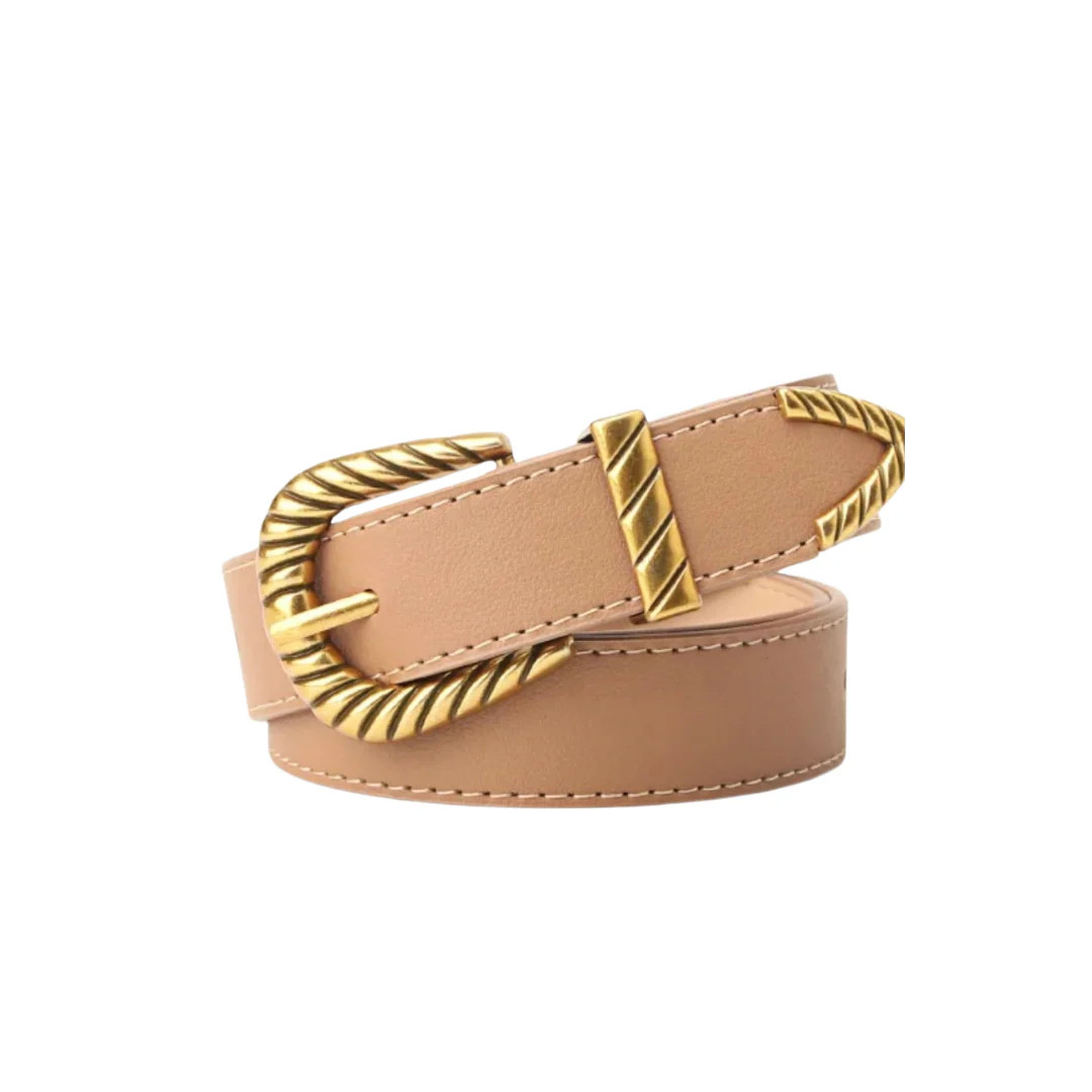 Tan Rippled Buckle Belt | Sea Marie Designs