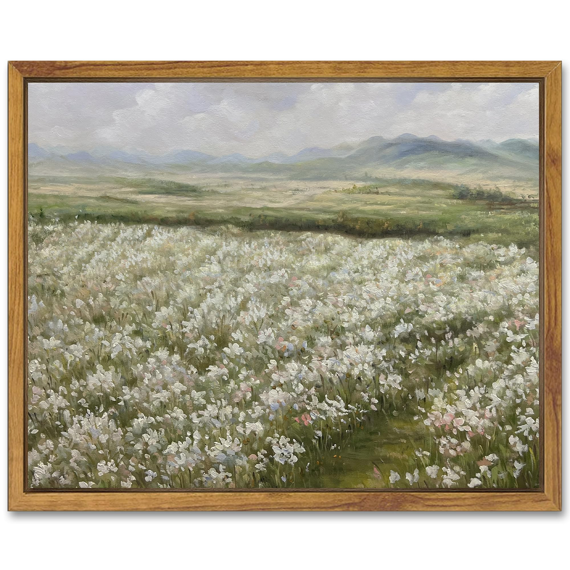 SHENIFY Vintage Landscape Framed Canvas Wall Art Countryside Flower Field Classic Paintings Farmh... | Amazon (US)