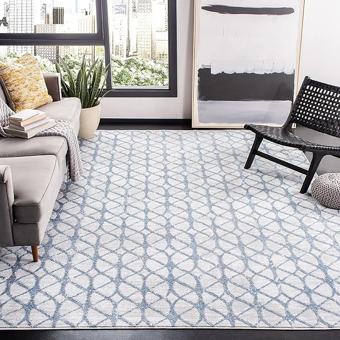 SAFAVIEH Amelia Collection Area Rug - 8' x 10', Grey & Blue, Geometric Design, Non-Shedding & Eas... | Amazon (US)