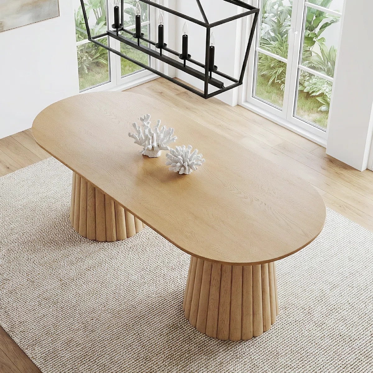 Erlene 86" Oval Dining Table With Double Pedestal | Wayfair North America