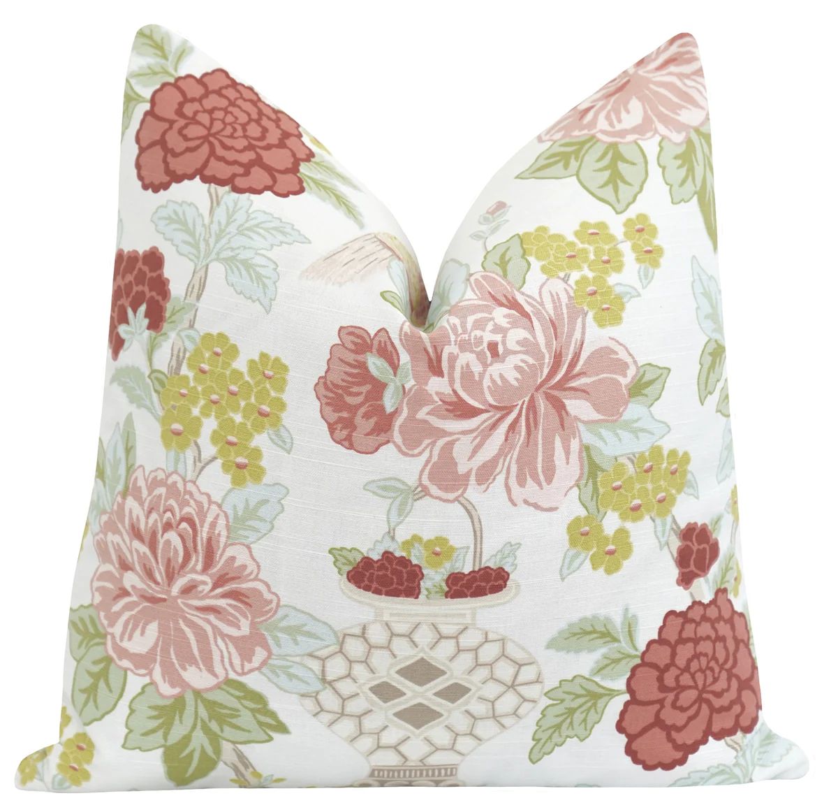 Abbeyville Dusty Rose Floral Print Pillow | Land of Pillows