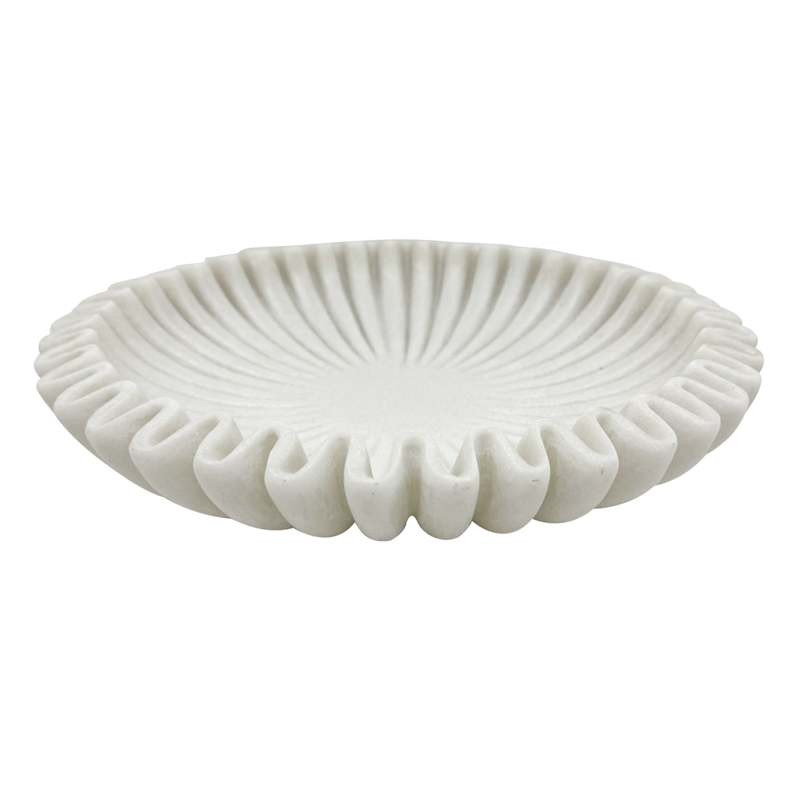 White Ruffle Resin Bowl, 15" | At Home