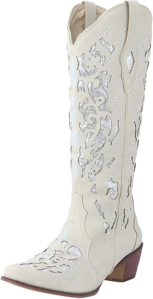 Lovely Nursling Cowboy Boots for Women Square Toe Women Cowgirl Boots Leather Retro Ankle Boots E... | Amazon (US)