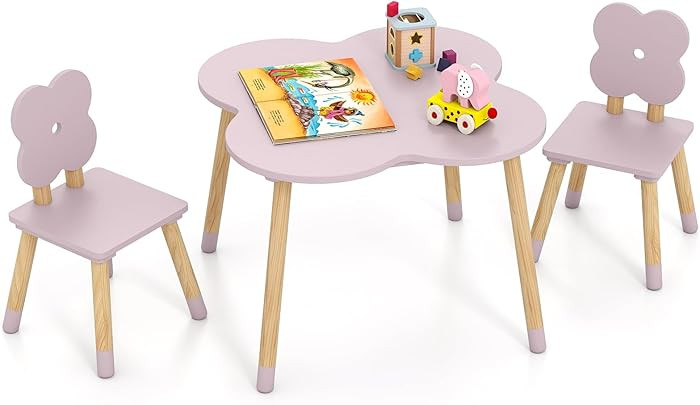 Costzon Kids Table and Chairs, Wooden Toddler Desk Set for Play, Art, Craft, Reading, Learning an... | Amazon (US)