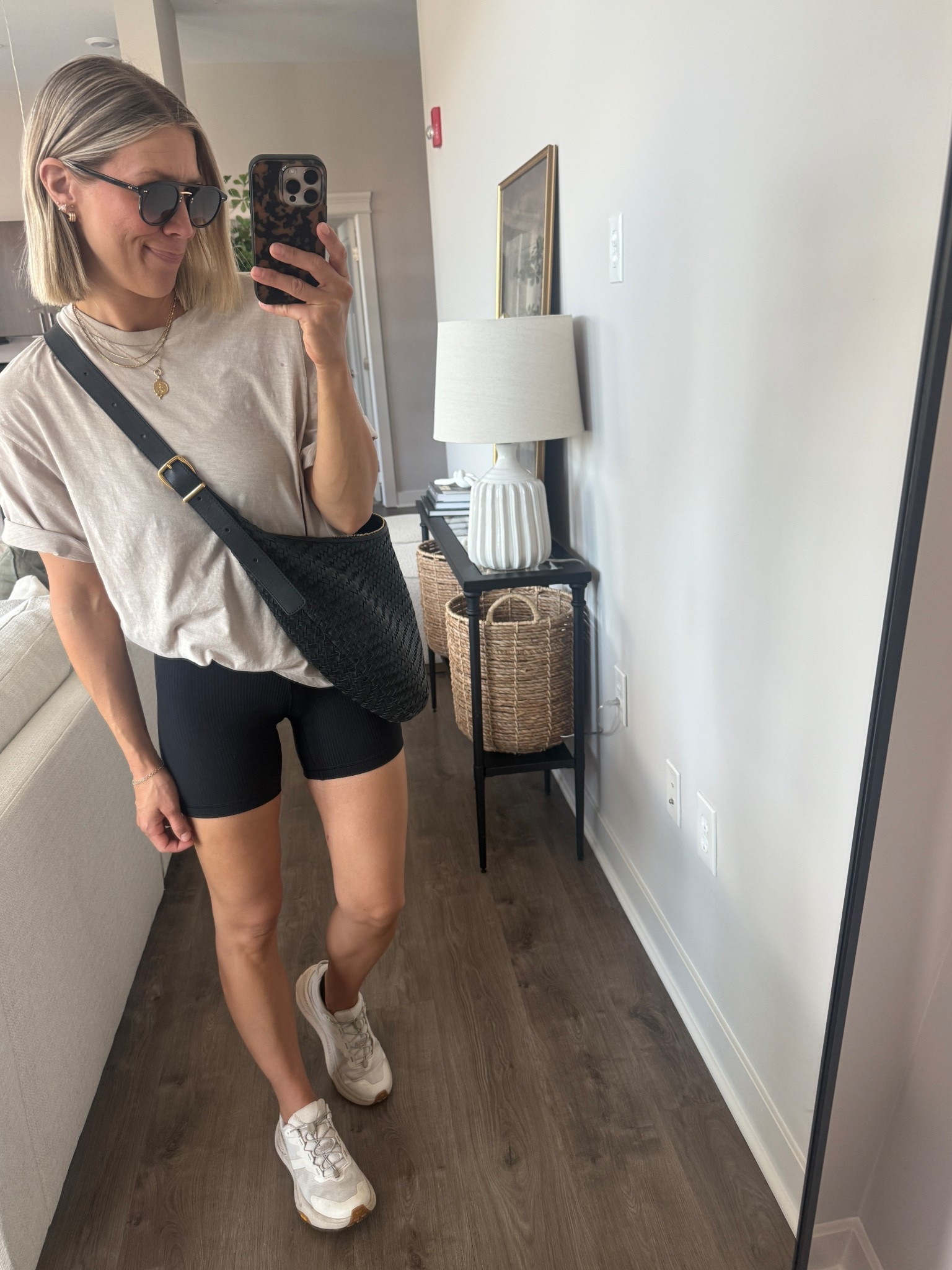 Wearing 4 bike shorts, medium bra top, XS oversized tee, sneakers tts

#LTKOver40 #LTKFindsUnder100 #LTKActive