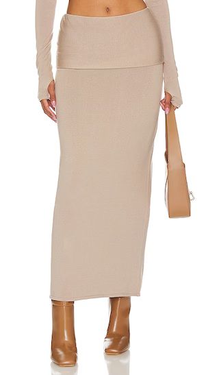 Tosca Fold Over Maxi Skirt in Taupe | Revolve Clothing (Global)