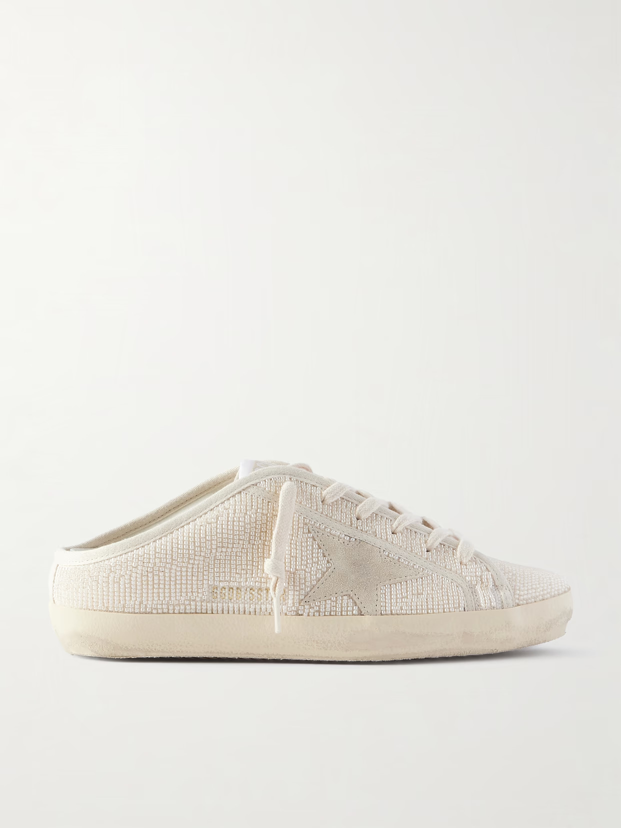 Golden Goose - Super-star Sabot Suede-trimmed Bead-embellished Canvas Slip-on Sneakers - Cream | NET-A-PORTER (US)