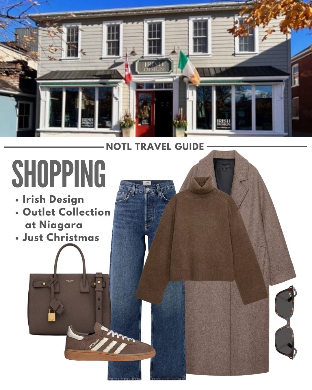 What to wear outdoor shopping this fall 🤎🍂

Tags: weekend getaway,  niagara-on-the-lake travel guide, autumn outifit, agolde 90s pinch waist jeans, ysl tote bag, adidas Spezial sneakers, brown knit turtleneck, oversized wool coat, new in Zara, ray ban sunglasses 

#LTKShoeCrush #LTKStyleTip #LTKTravel