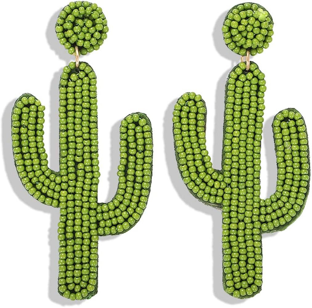 FUNOJOY Bohemian Cactus Dangle Earrings for Women Beaded Statement Earrings for Teen Girls Plant Jew | Amazon (US)