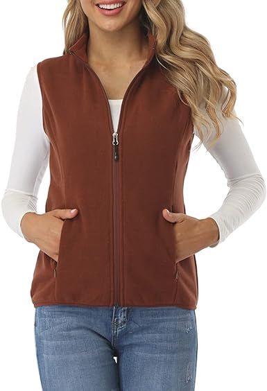 Fuinloth Women's Fleece Vest, Polar Soft Sleeveless Classic Fit with Zip up Pockets | Amazon (US)