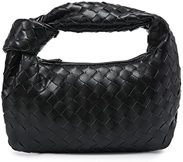 Knoted Women Handbag PU Leather Woven HandBag Fashion Shoulder Bag Purse Woven Handmade Hobo Hand Cl | Amazon (US)