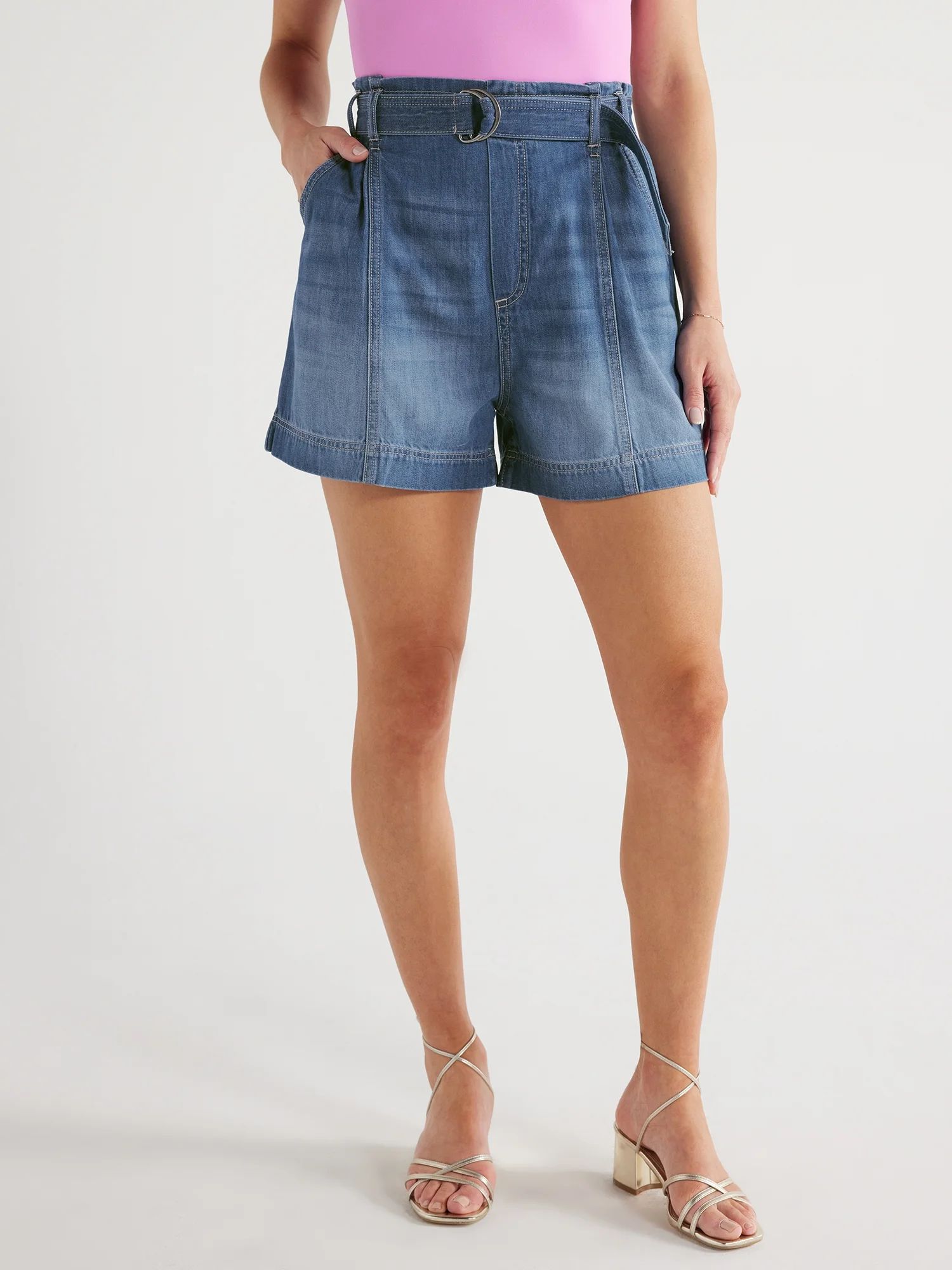 Sofia Jeans Women's Lightweight Luxe Super High Rise Utility Shorts, 3.5" Inseam, Sizes XS-XXXL | Walmart (US)