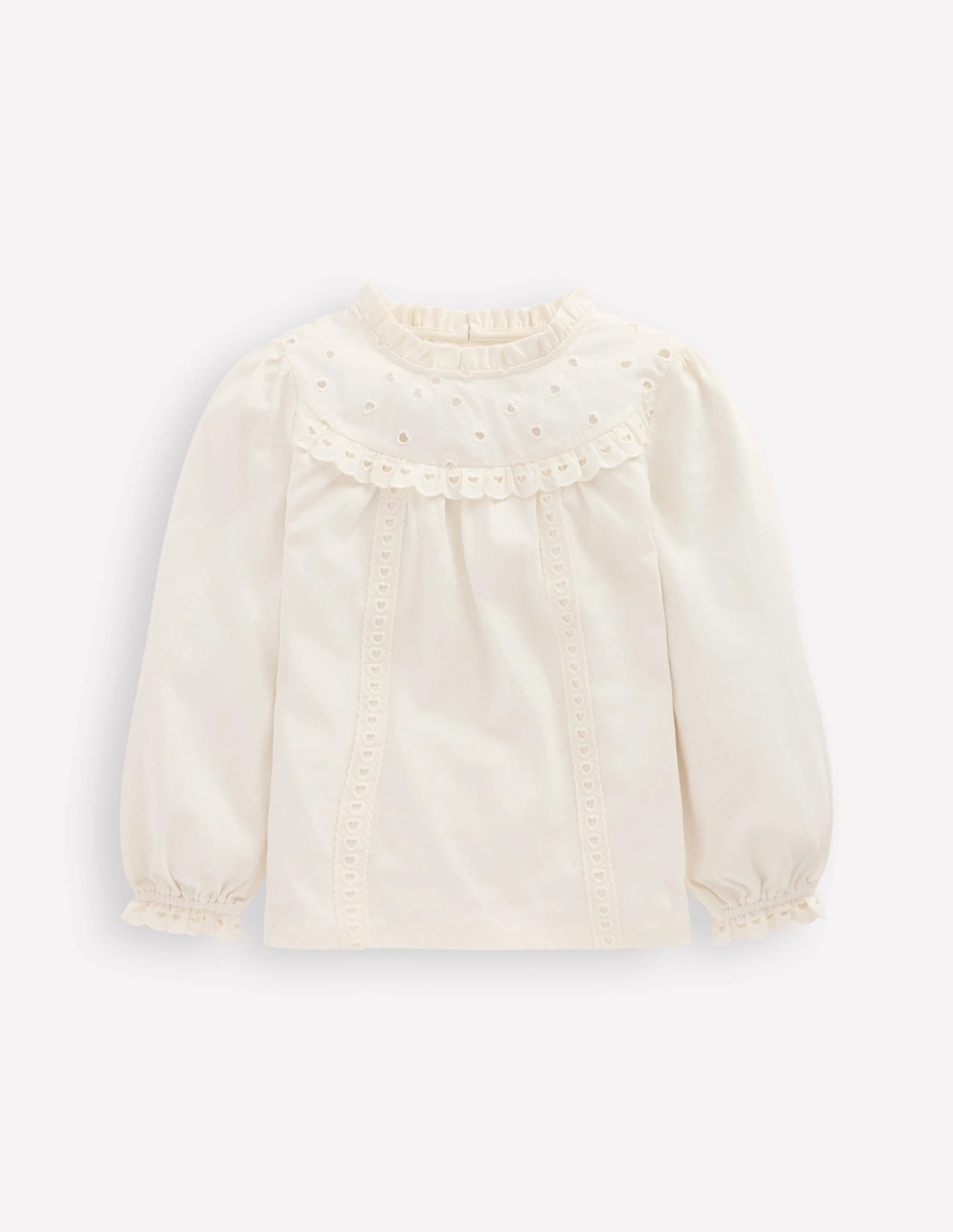 Jersey Heart Broderie Top-Soft Ivory | Boden (US)