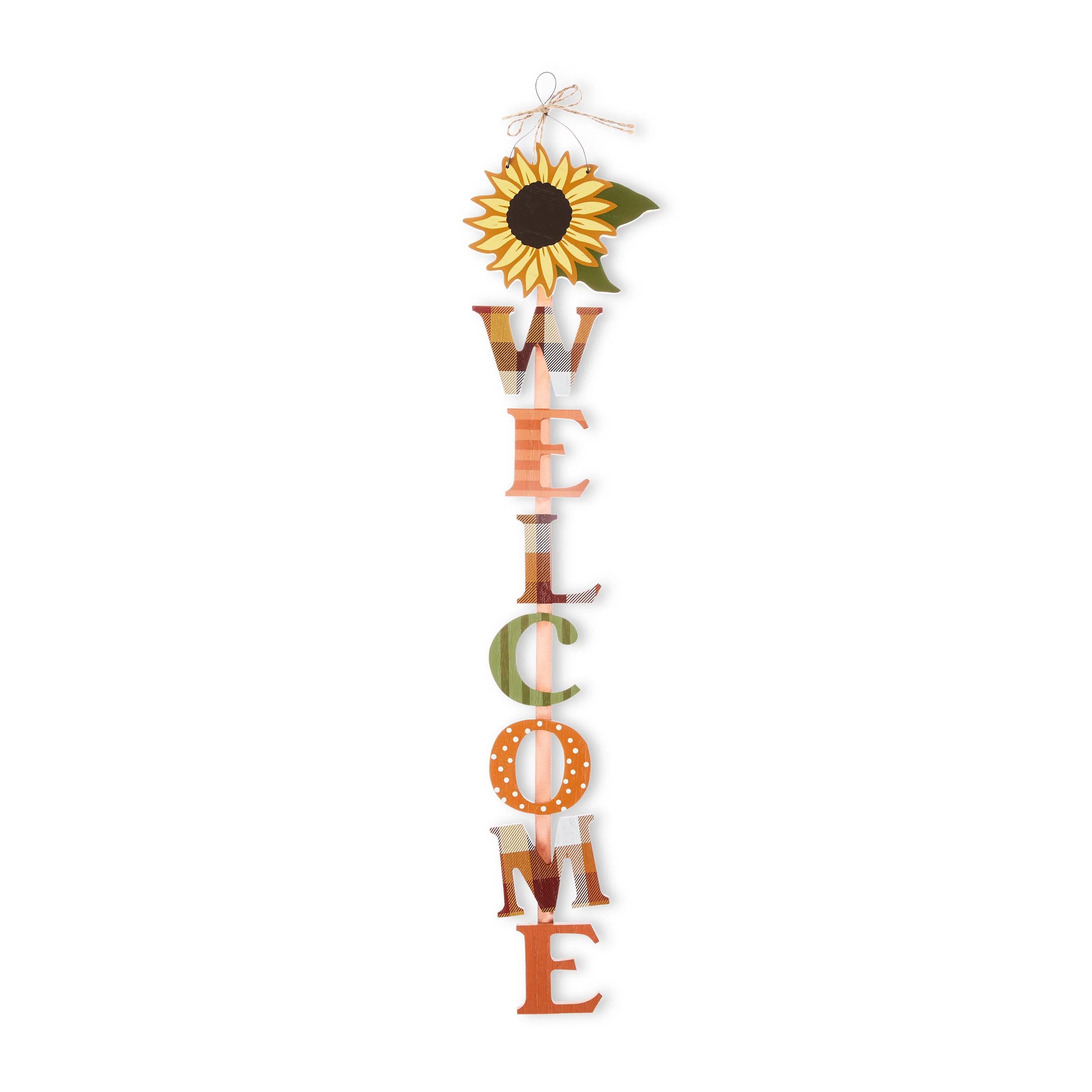 Fall, Harvest Sunflower Multicolor Welcome Hanging Sign Decoration, 21in, by Way To Celebrate | Walmart (US)