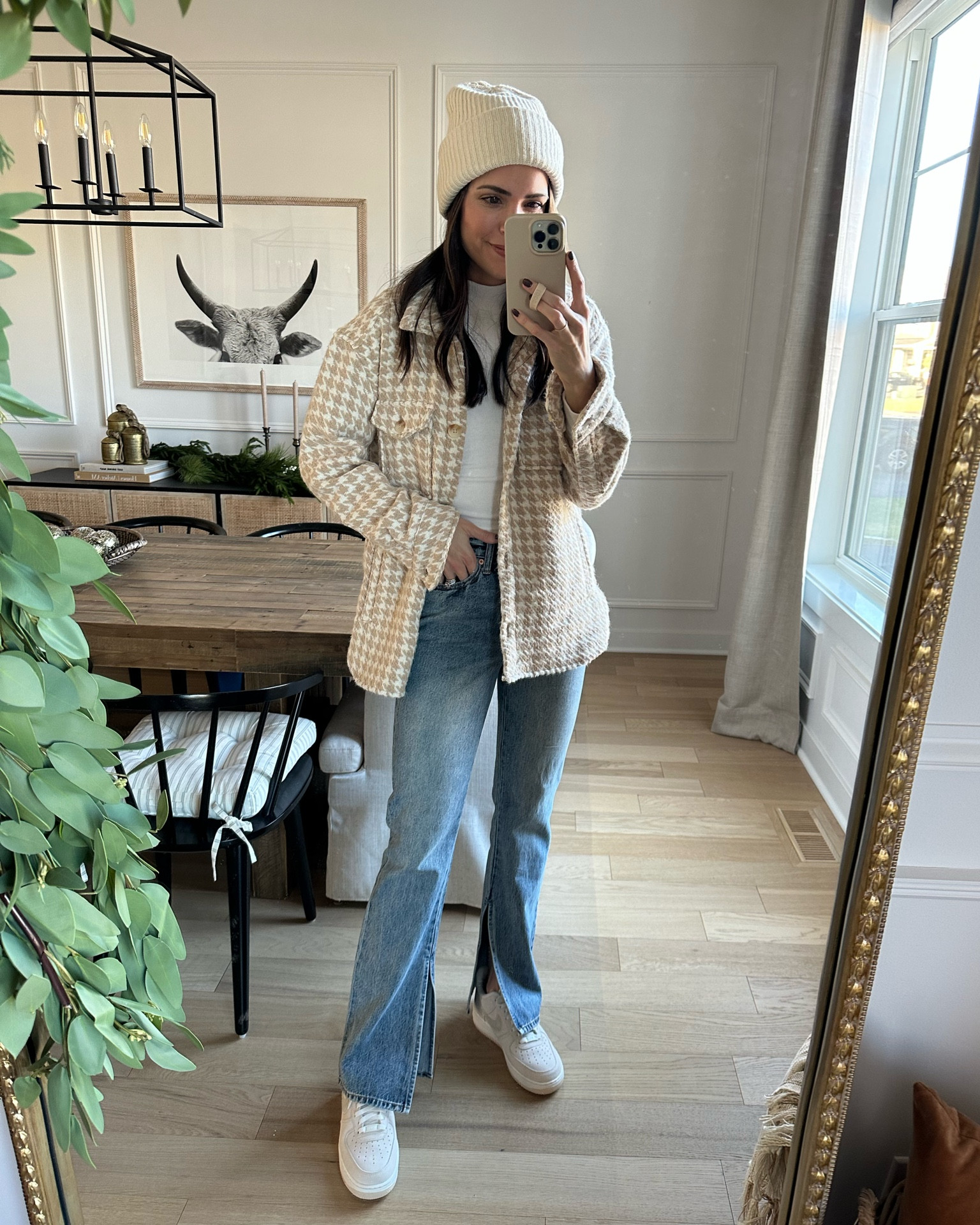 Shacket: sized down to XS 
Mockneck top: true to size (S) 
Jeans: TTS (26) 
Sneakers: true to size 

Electric picks code TAYLOR30 

#LTKCyberweek #LTKSeasonal #LTKshoecrush