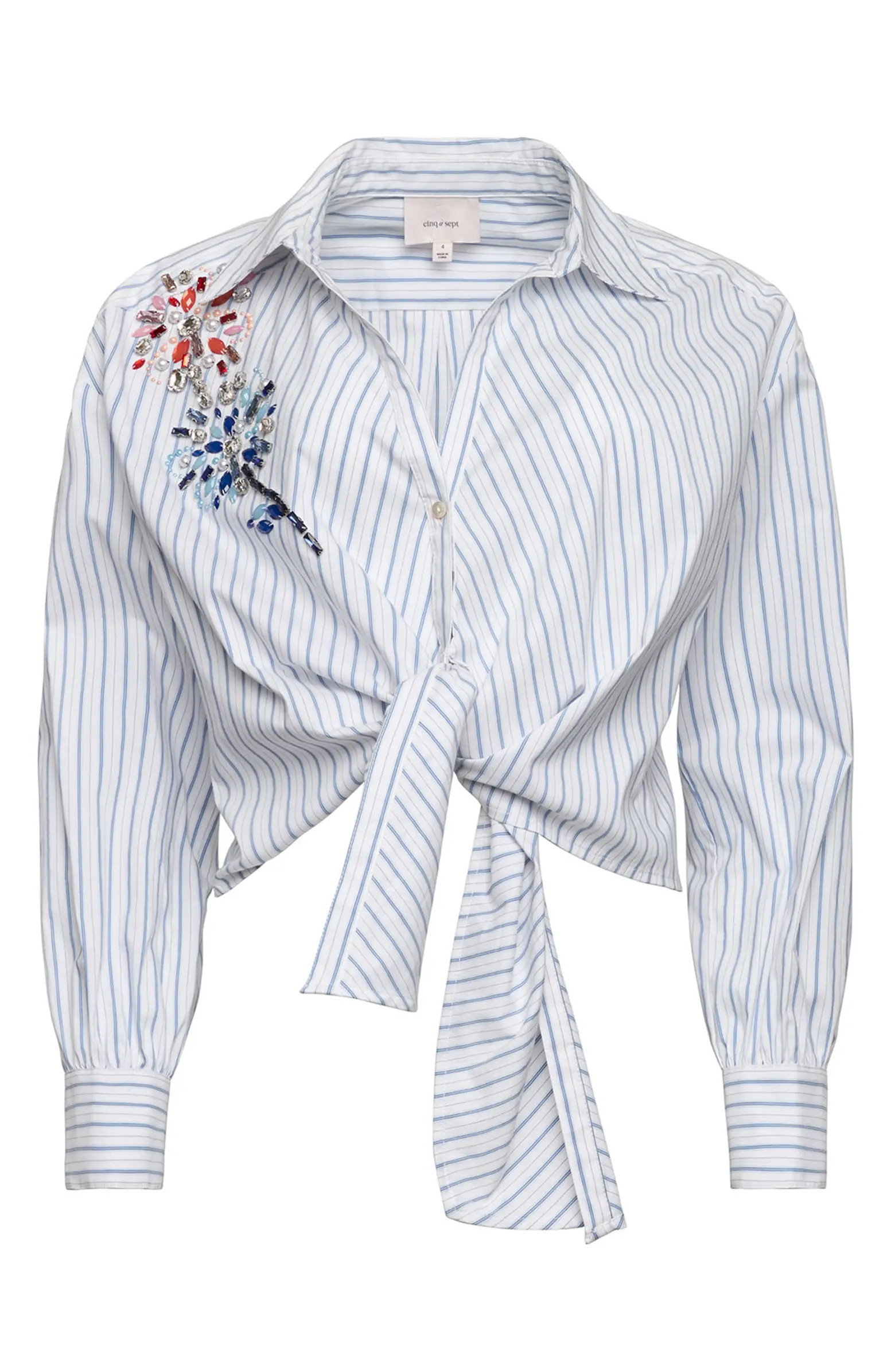 Marianna Twilight Spark Appliqué Tie Front Shirt | Nordstrom