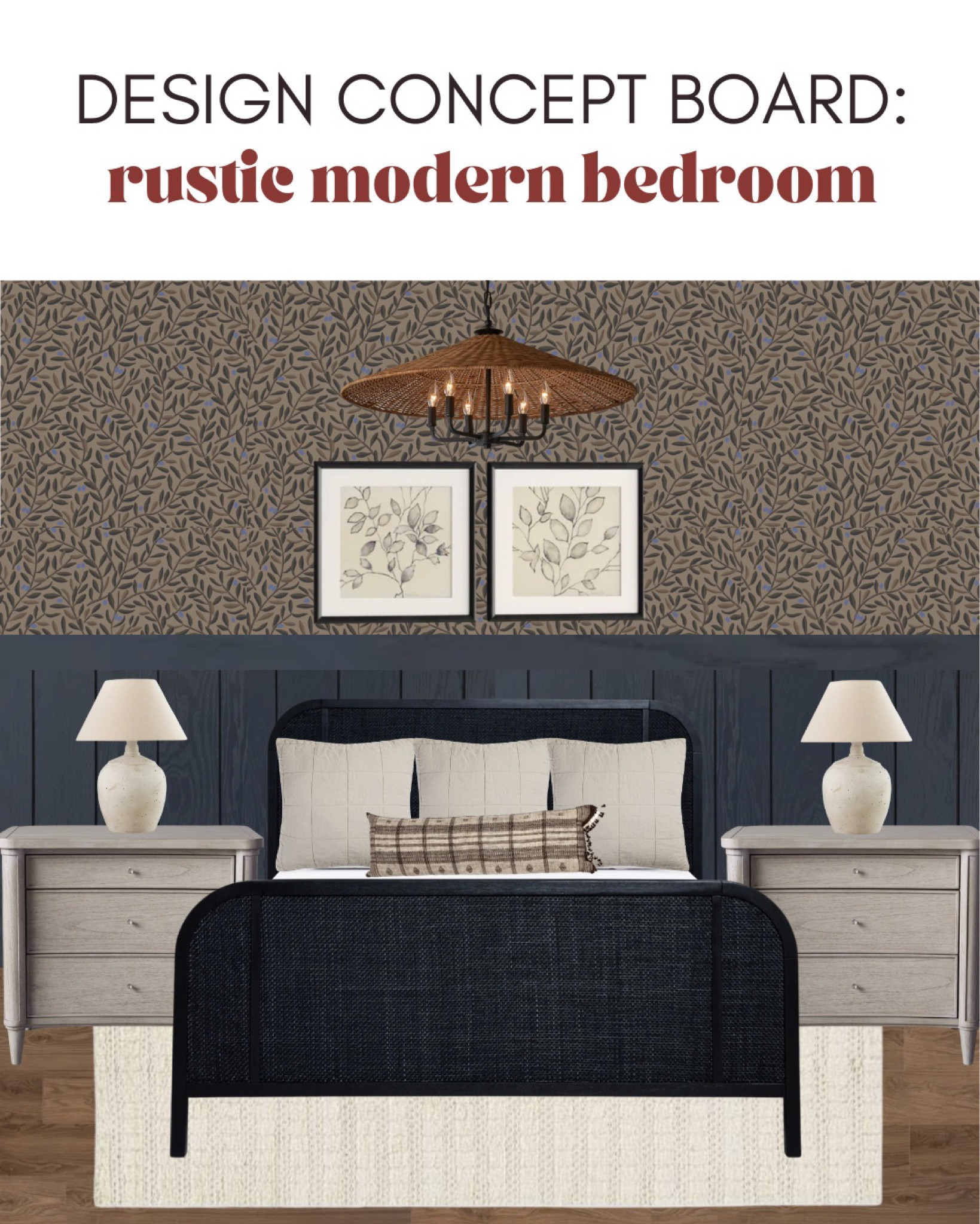 RUSTIC MODERN BEDROOM DESIGN. Rustic modern bedroom. Rustic modern home decor. Rustic modern bedroom ideas. Rustic modern interior design. Home decor for bedroom. Bedroom decor idea. Moody bedroom decor ideas. Dark and moody bedroom. 

#LTKstyletip #LTKFind #LTKhome