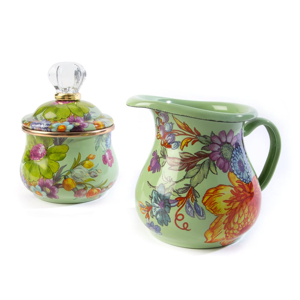 Flower Market Lidded Sugar Bowl - Green | MacKenzie-Childs