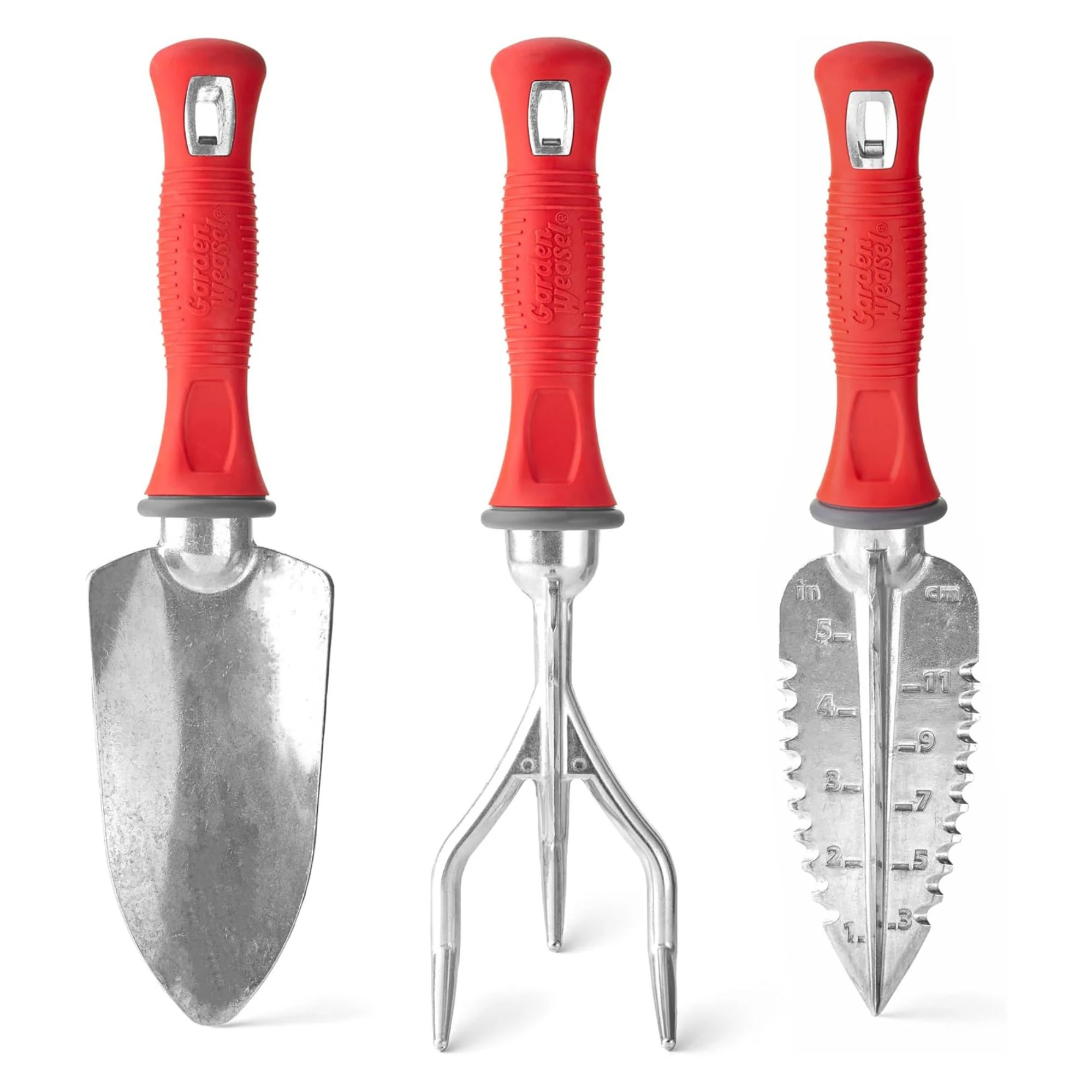 Garden Weasel The Garden Weasel 3-Piece hand tool set includes a multi-use transplanter with a convenient scale that measures inches and centimeters | Lowe's