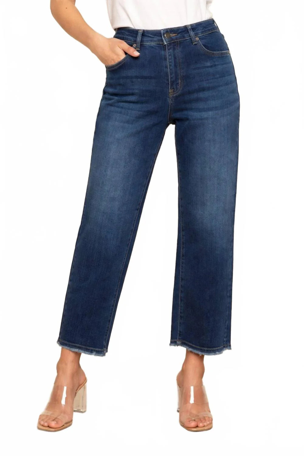 Wide Leg Crop Jeans In Blue | Shop Simon