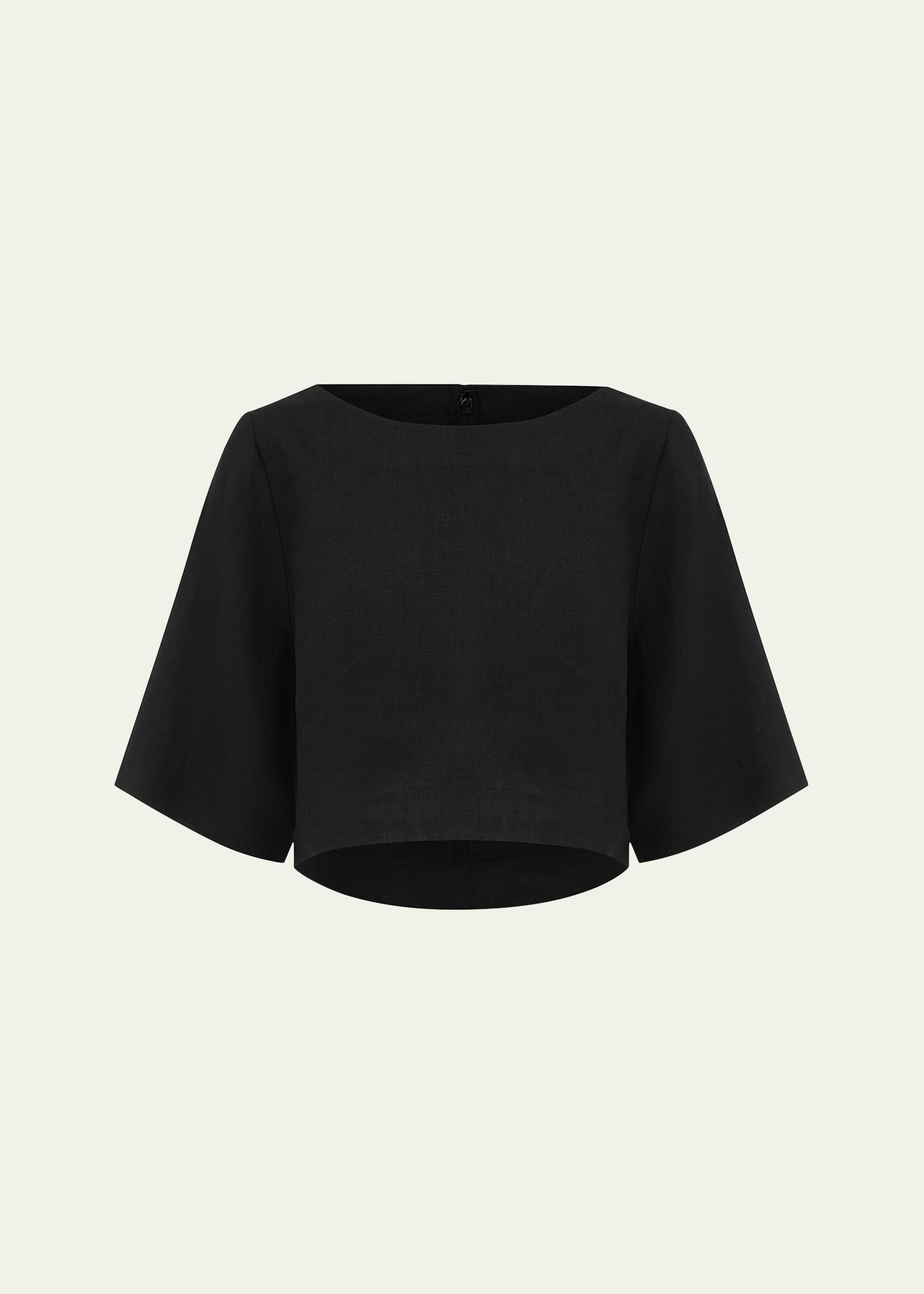 Posse Shay Boat-Neck Relaxed Linen Crop Top | Bergdorf Goodman