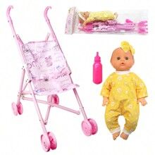 14 Inch Baby Doll and doll stroller,Baby doll with trolley toy set with parts,Real looking silicone  | SHEIN