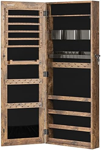 SONGMICS Jewelry Cabinet Armoire, Lockable Wall-Mounted Organizer Unit with 2 Plastic Cosmetic St... | Amazon (US)