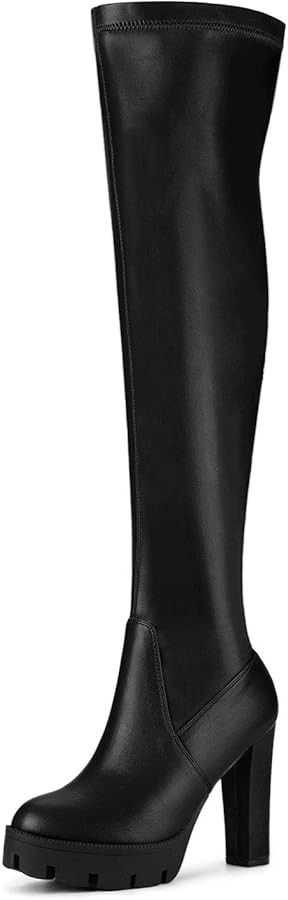 Allegra K Women's Platform Heels Chunky Heel over Knee High Boots | Amazon (US)