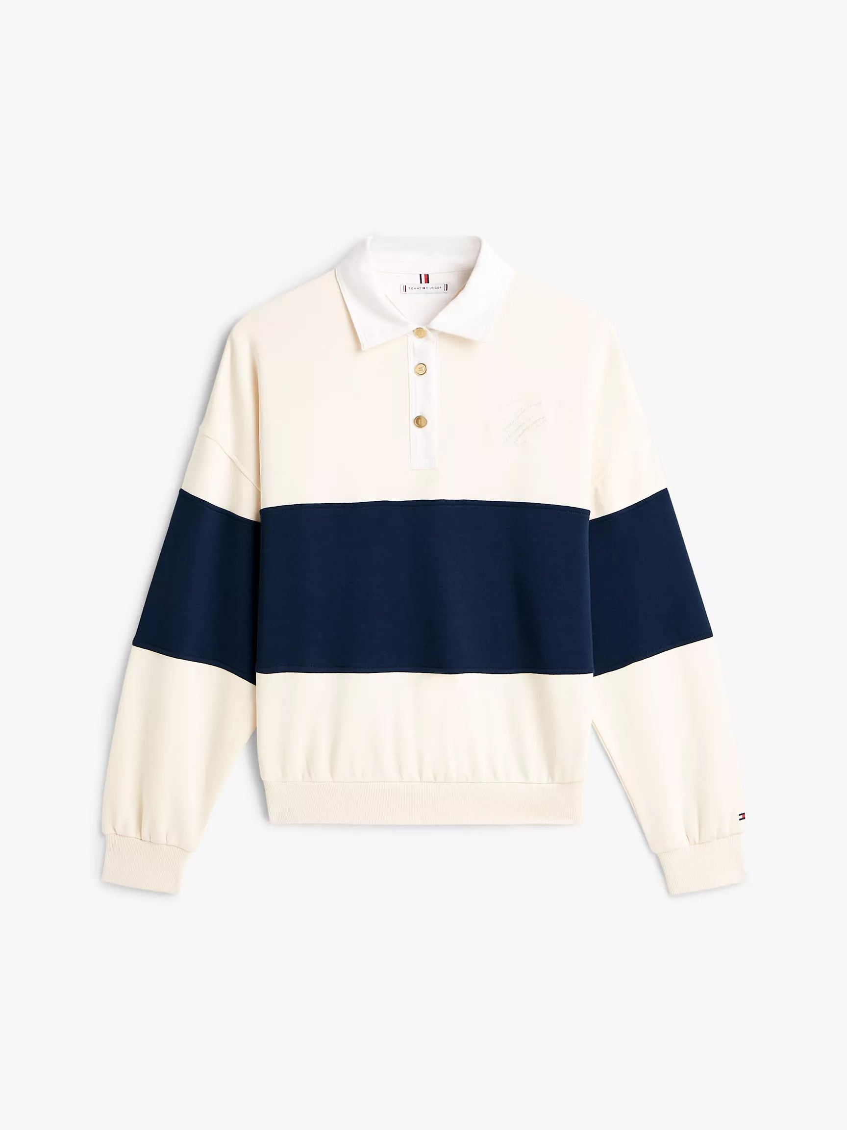 Gold-Button Stripe Rugby Sweatshirt | Tommy Hilfiger | Tommy Hilfiger (US)