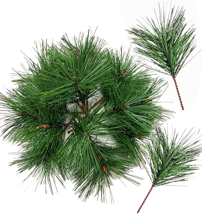 Artificial Green Pine Needles Branches Fake Small Pine Twigs Stems Evergreen Picks Holiday Tree D... | Amazon (US)