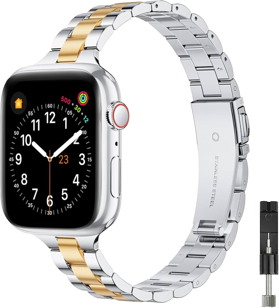 OMIU Thin Band Compatible with Apple Watch 40mm 38mm 41mm 42mm 44mm 45mm 46mm 49mm, Premium Stain... | Amazon (US)