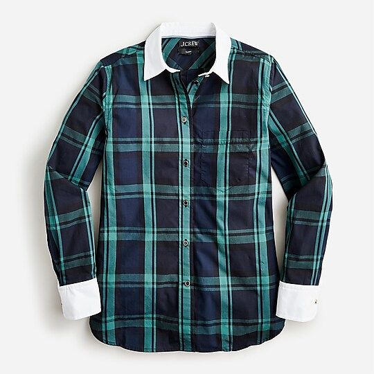 Classic-fit cotton poplin shirt in Black Watch tartan | J.Crew US