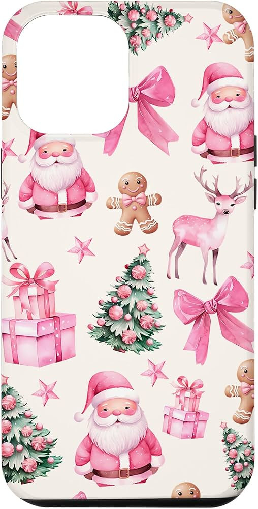 iPhone 15 Pro Max Coquette Bow Pink Christmas Santa Christmas Tree Case | Amazon (US)