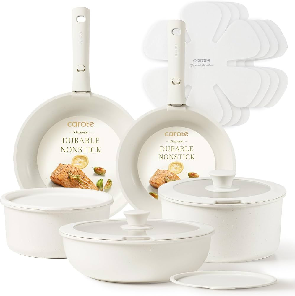 CAROTE Pots and Pans Set Non Stick, 15pcs Cookware Sets, Dishwasher/Oven/Fridge Safe, Kitchen Set... | Amazon (US)