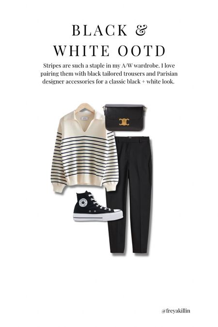 Stripes are such a staple in my A/W wardrobe. I love pairing them with black tailored trousers and Parisian  designer accessories for a classic black + white look. 

#LTKSeasonal #LTKstyletip #LTKeurope