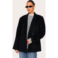 Black Oversized Textured Wool Look Blazer | PrettyLittleThing US