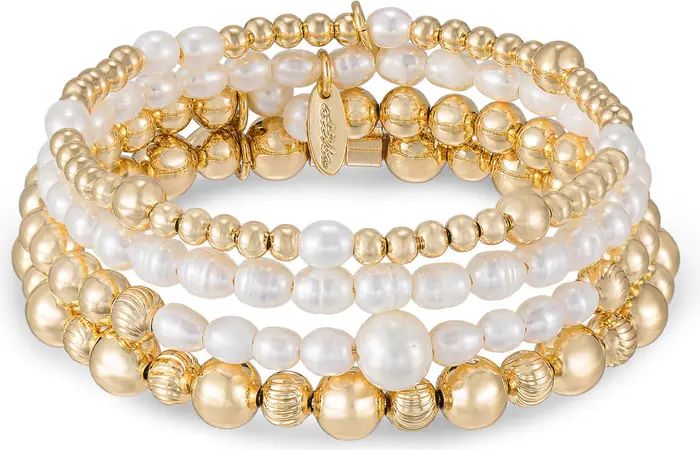 Ettika Set of 4 Cultured Freshwater Pearl Beaded Bracelets | Nordstrom | Nordstrom