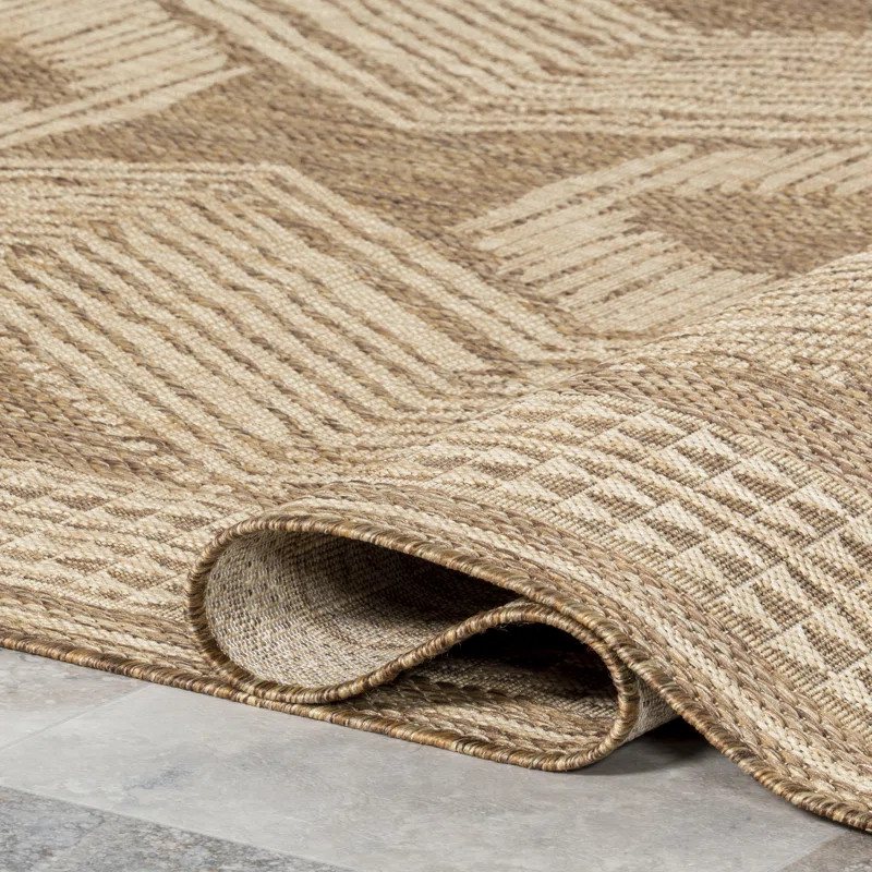Kendall Geometric Indoor / Outdoor Tan Area Rug | Wayfair North America