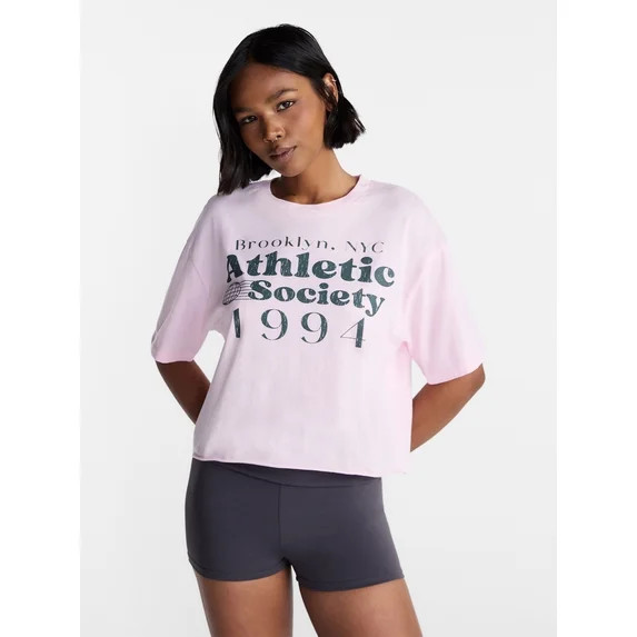 No Boundaries Boxy Cropped Graphic Tee, Women's and Women's Plus XXS-4X | Walmart (US)